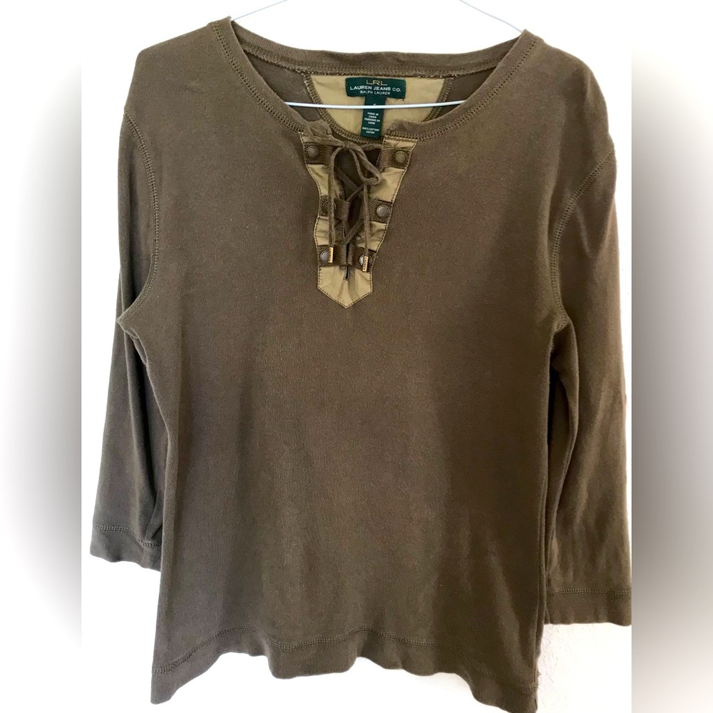 LRL Lauren Jeans Co. Olive Green Tee
